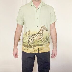 ASOS Men’s Relaxed Fit Zebra Print Short Sleeve Shirt Size XS